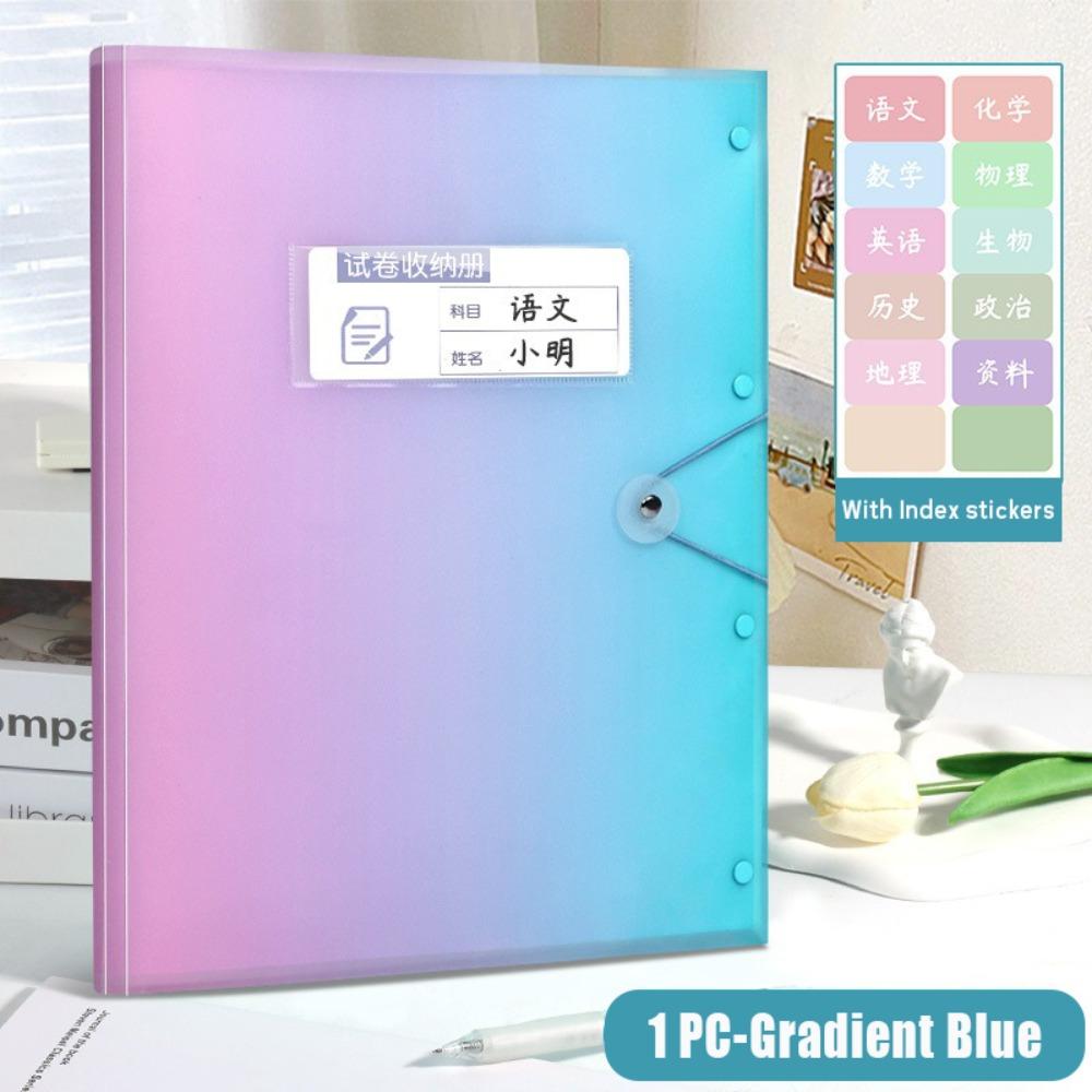 Transparent A3 File Folder Gradient Color Insert Paper Storage Booklet Document Organizer  Students