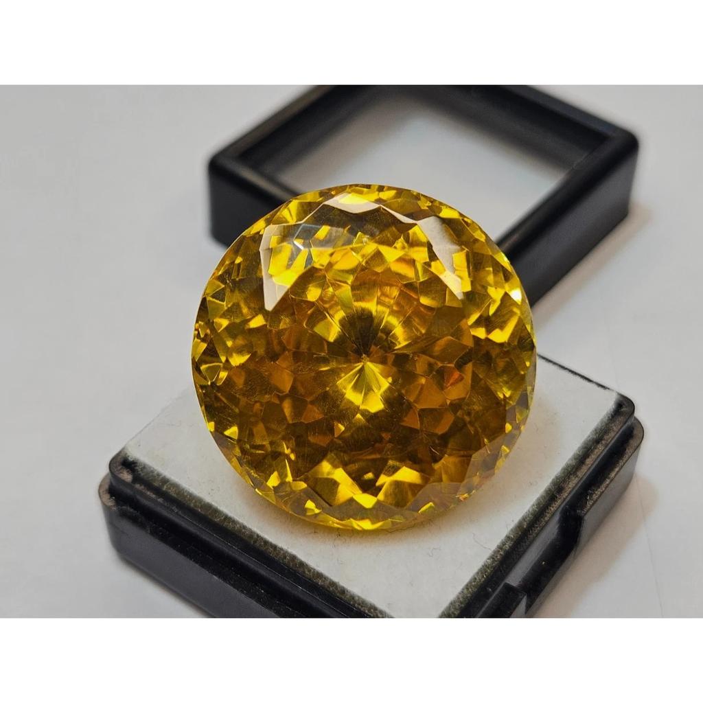 Yellow Color Cambodia Zircon 88-89 Ct Round Cut Certified Stunning Gemstone