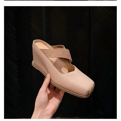 Женская обувь 2024 года, новый бренд, настоящие танкетки, высокие каблуки, открытый носок, абрикосовые летние платья, повседневные женские сандалии