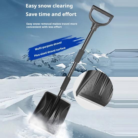 Лопата для снега с насадками 3 в 1, нейлоновая щетина, вращающаяся конструкция головки, простая установка, скребок для снега и льда с эргономичной ручкой