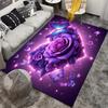 Purple Rose Butterfly Rug Enchanting Floral Fantasy for Romantic Rooms  Dreamy Area Rugs Anti slip carpet can be machine washed