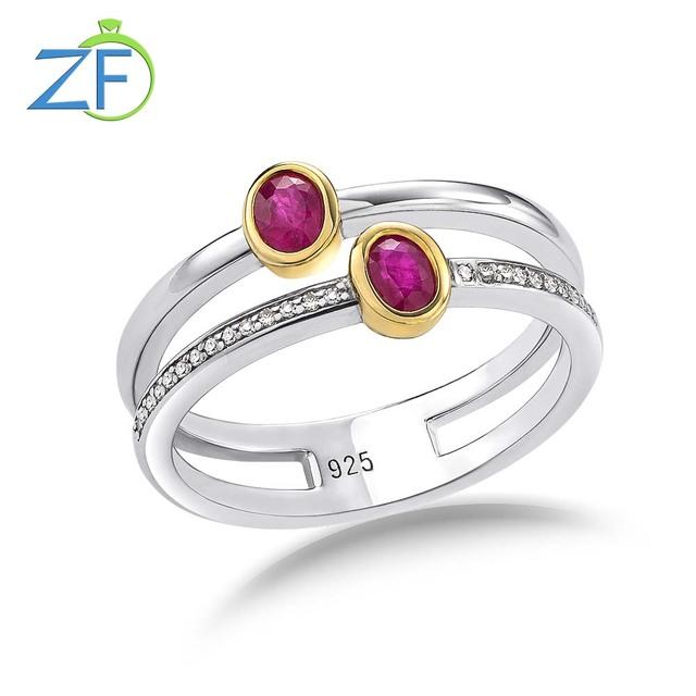 GZ ZONGFA Оригинальные кольца из стерлингового серебра 925 пробы для женщин с натуральным рубином и бриллиантами 0,5 карата, драгоценные камни, 10-каратное золото, роскошные свадебные украшения