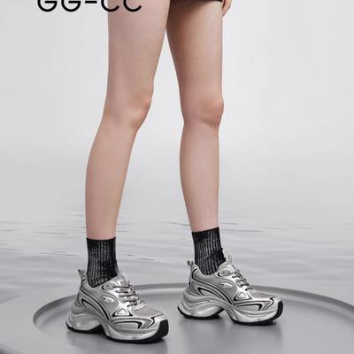 Весенние новые кроссовки на платформе для женщин, серебристые