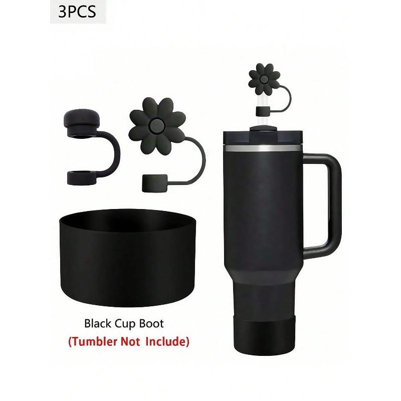 Silicone Mushroom Head Straw Cap Chrysanthemum Three-piece Set Flower 10mm Straw Dust Cover Cup Sleeve