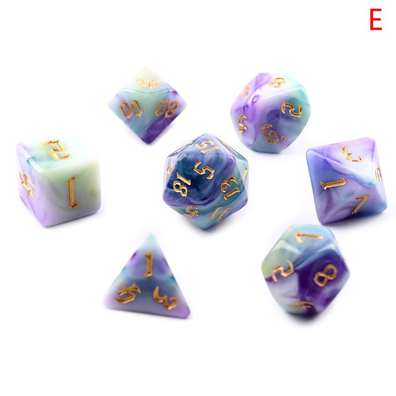 7Pcs/Set Four-Color Multi-Sided Digital Dice Set Running Group Game Dice