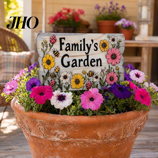 3D Effect Garden Sign Floral with Stake, Farmhouse Sign, Colorful Flowers Yard Outdoor Decoration Art Rustic Welcome for Home Pathway Planter