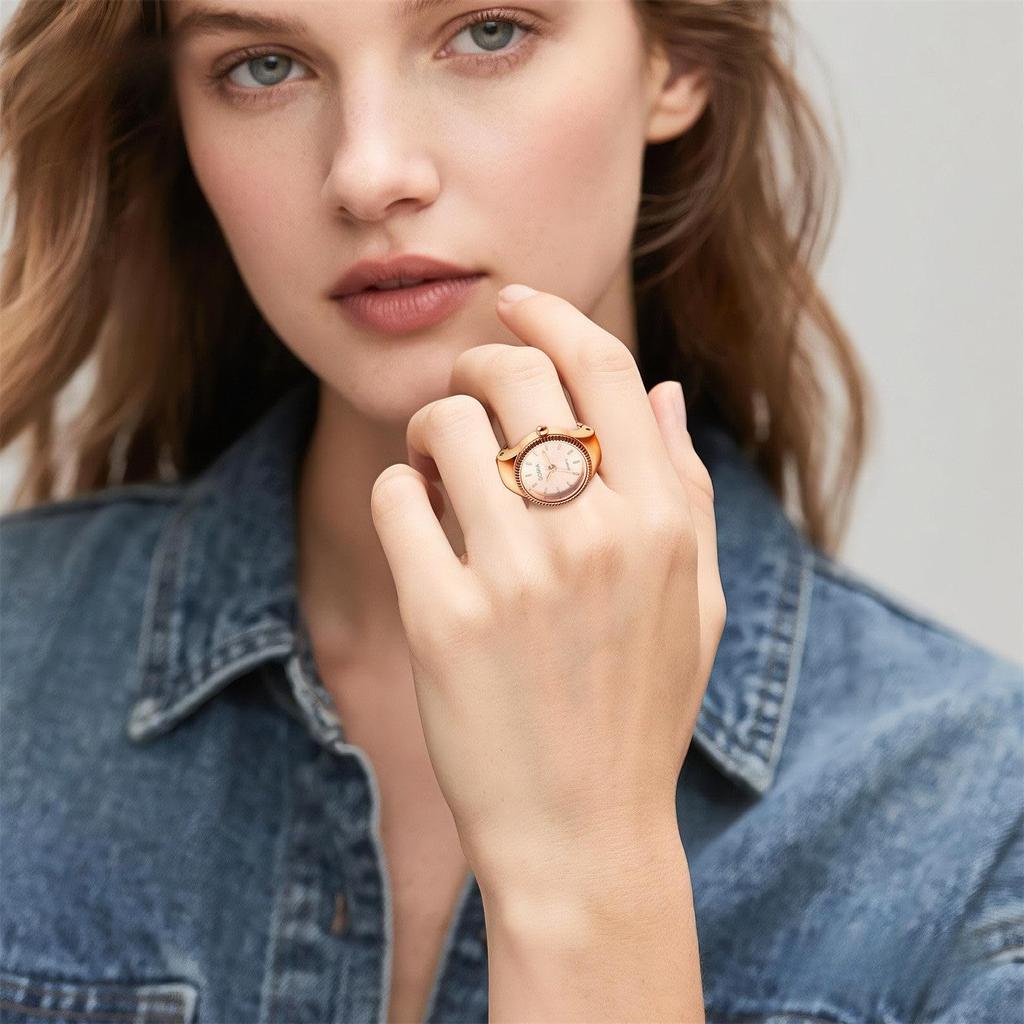 Милые и стильные женские кольцо-часы: Кольцо из нержавеющей стали, Универсальный размер, Кварцевый механизм, Модный аксессуар - Идеальный подарок на дни рождения,