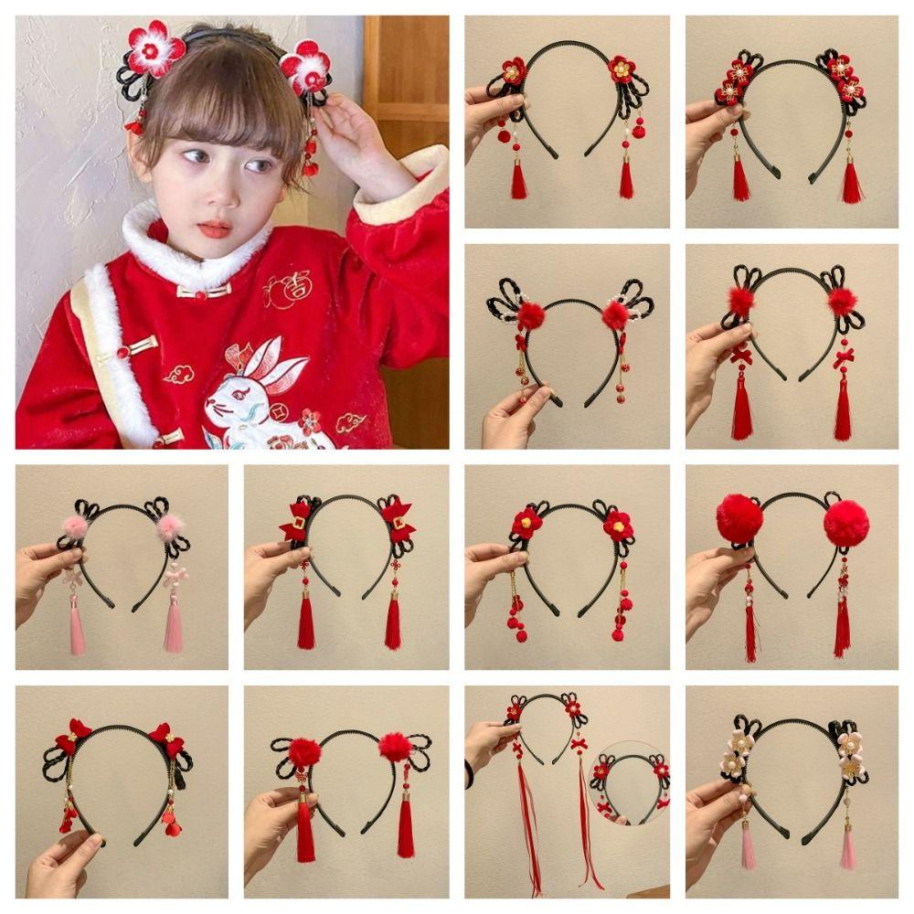 Кисточка Детский парик повязка на голову Косички для волос Ханьфу палочки для волос Китайский Новый год головной убор для детей