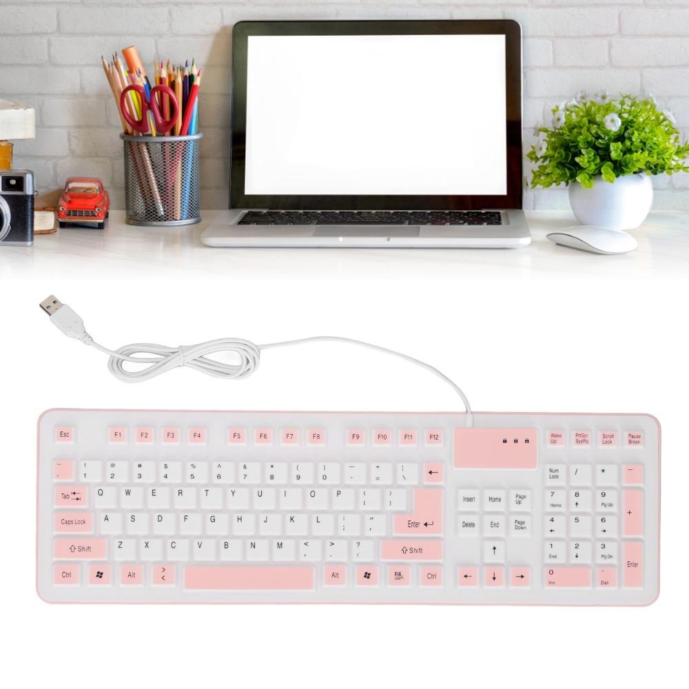 106 Keys USB Wired Keyboard Waterproof Silent Keyboard Portable Silicone Keyboard Laptop Notebook