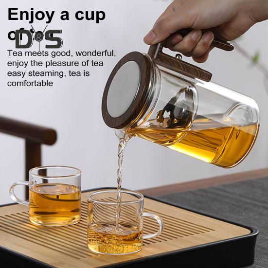 Стеклянный чайник с разделением воды, деревянная ручка, стеклянный чайник с заварочным устройством, носик без подтеков, чайник для заваривания чая