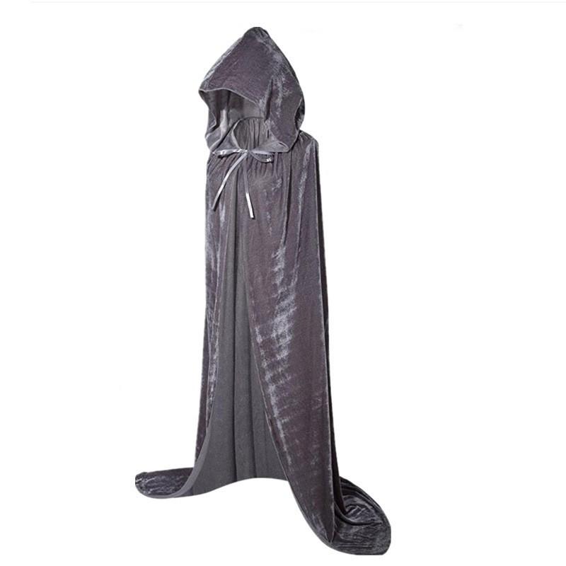 Medieval Hooded Cape Costume Adults Halloween Cosplay Witch Reaper Wizard Long Cloak