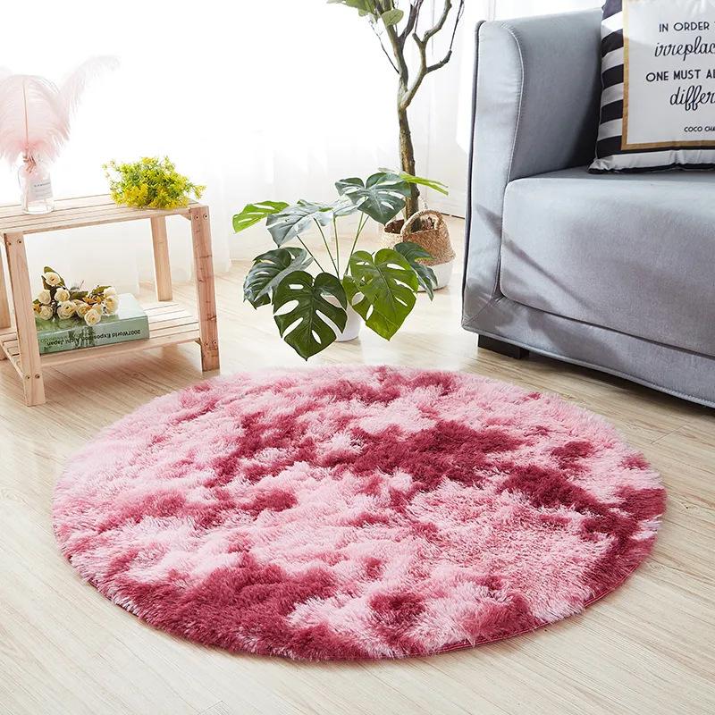 Plush Round Carpet Fluffy Soft Shaggy Rug For Bedroom Chair Mat Bathroom Mat Cute Girl Room Beside Mat 23 Colors Home Decoration