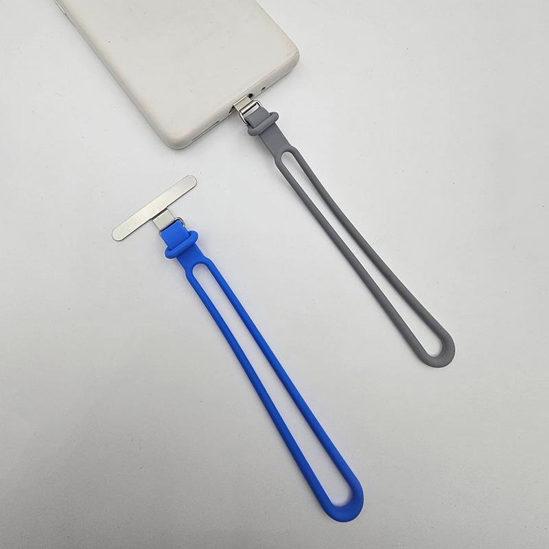 1Pcs 2In1 Silicone Mobile Phone Wrist Straps Short Lanyard Soft Hanging Cord With Stainless Steel Metal Tether Tab Gasket