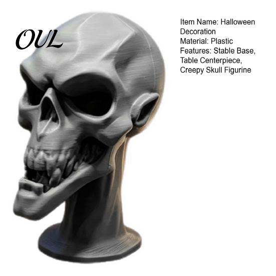 One Piece Molding Sculpture 3D Printed Skull Statue, Halloween Creepy Figurine, Gothic Table Party Supplies Centerpiece, Spooky Ornament for