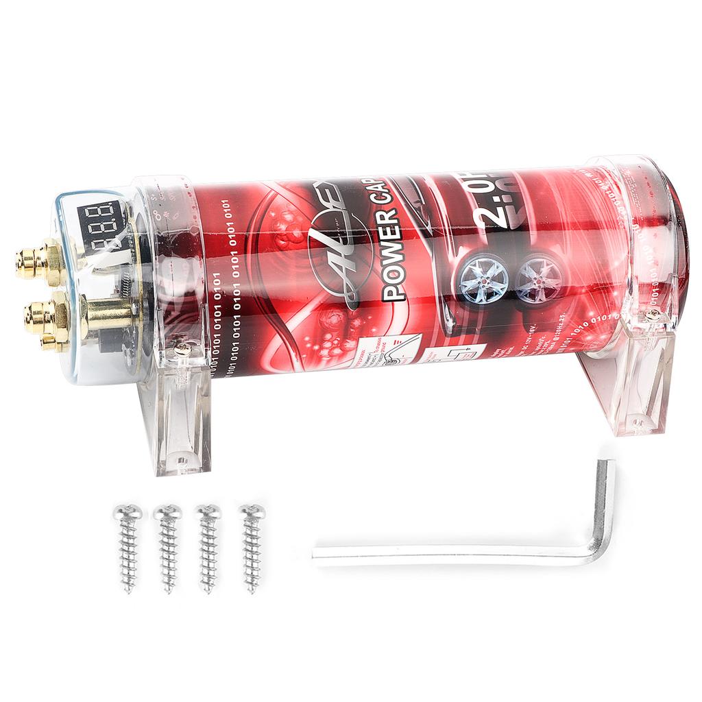 2 Farad Car Audio Power Capacitor Amplifier Voltage Regulator Red LED 10?16V DC Modified Auto Parts