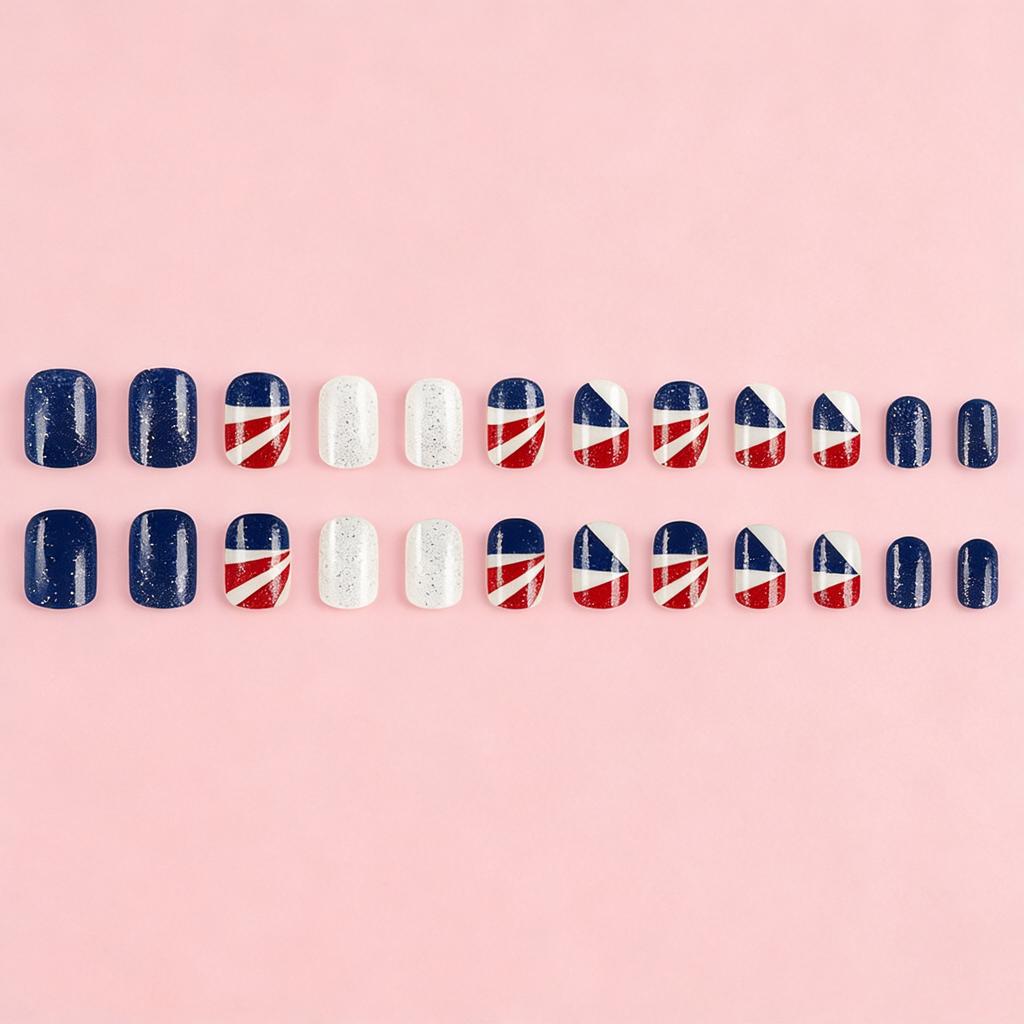 European And American New Manicure Nail Film Independence Day Series Spice Girl Style Line French Design Short Wearing Nail