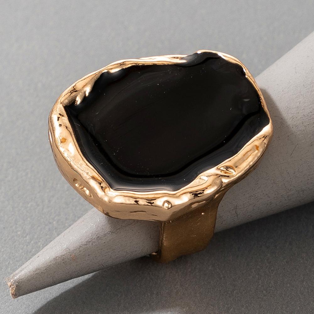 Модное женское кольцо Кольца с эмалью Панк Классическое кольцо с черной эмалью Винтажное неровное кольцо Ювелирное изделие Подарок AVE