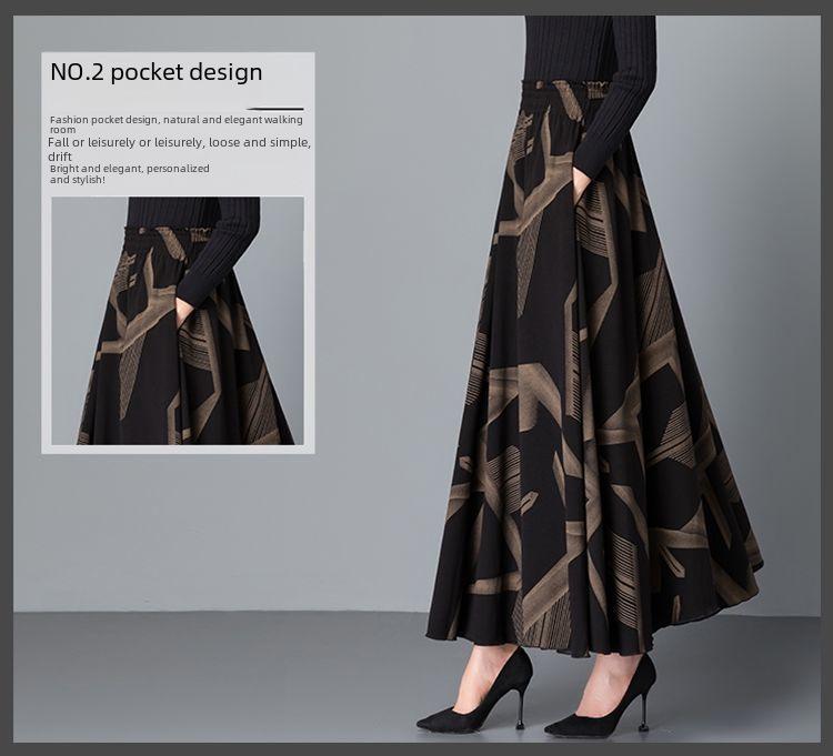 066 Юбка макси с высокой талией и цветочным принтом А-силуэта с разрезом для женщин