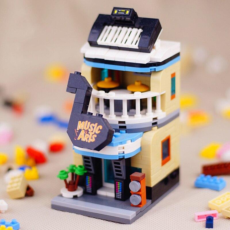 LOZ 1623 городской уличный музыкальный магазин магазин музыкальных инструментов архитектура мини-блоки кирпичи строительные игрушки для детей подарок без коробки