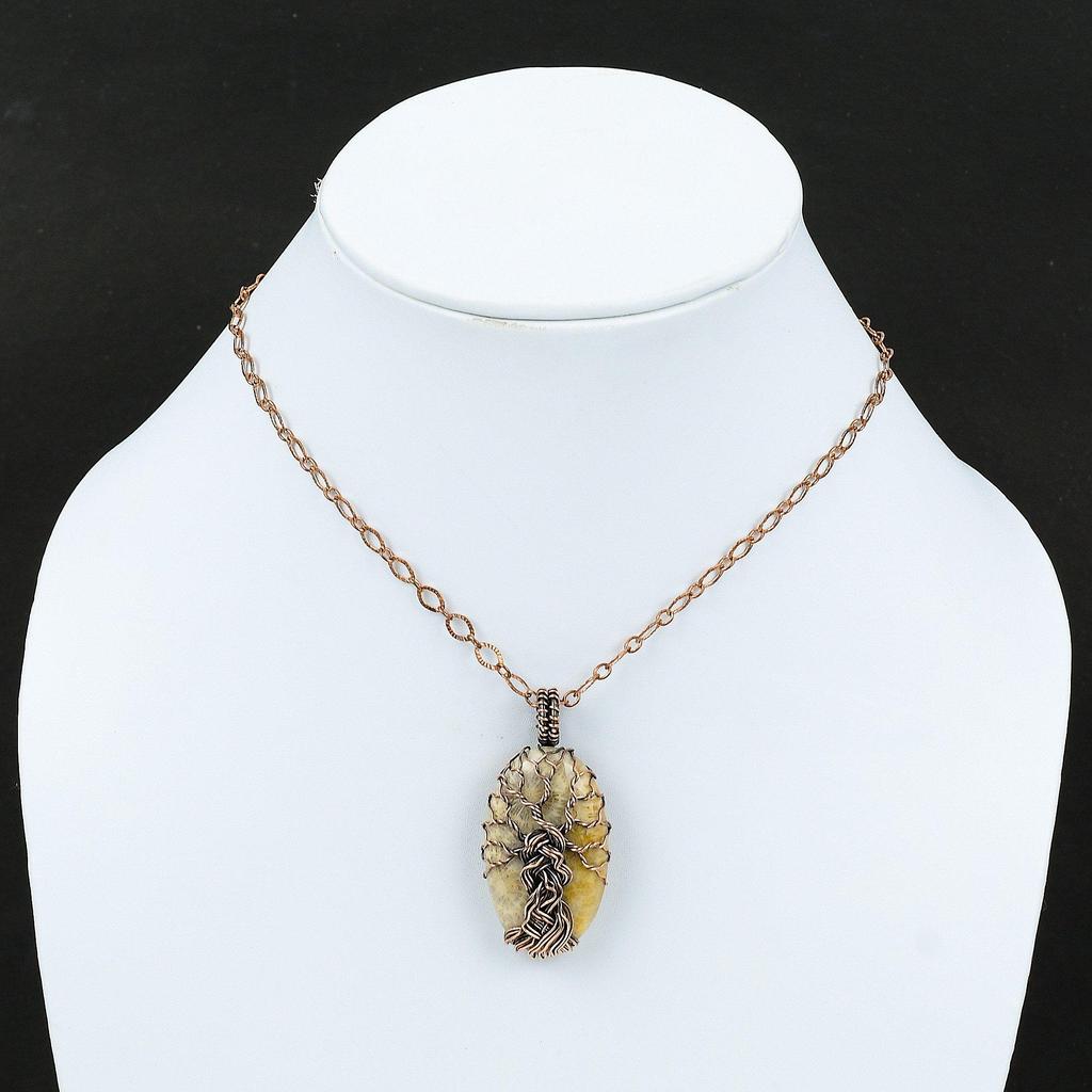 Подвеска из коралла «Дерево жизни», подвеска из драгоценного камня, подвеска из медной проволоки, подвеска ручной работы из проволоки, дизайнерская подвеска, подвеска в виде обертки