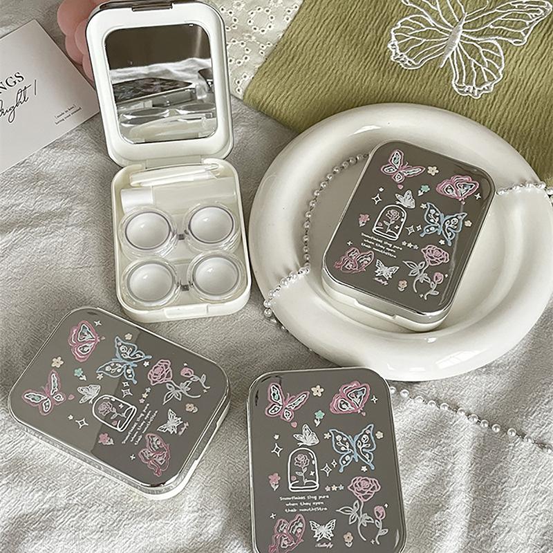 Два контейнера для контактных линз для девочек портативный мини-бокс для хранения контактных линз комплект