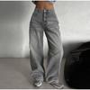 Gray Vintage Baggy Jeans Woman Streetwear High Waist Y2K Wide Leg Denim Pants Loose Female Hip Hop Trousers 2000s Spring Autumn New