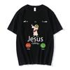 Nicolas Cage Moshi Moshi Jesus Desu T-Shirt Men Funny Meme Picolas Cage Awesome T-shirts Polyester Short Sleeve T Shirt Clothing