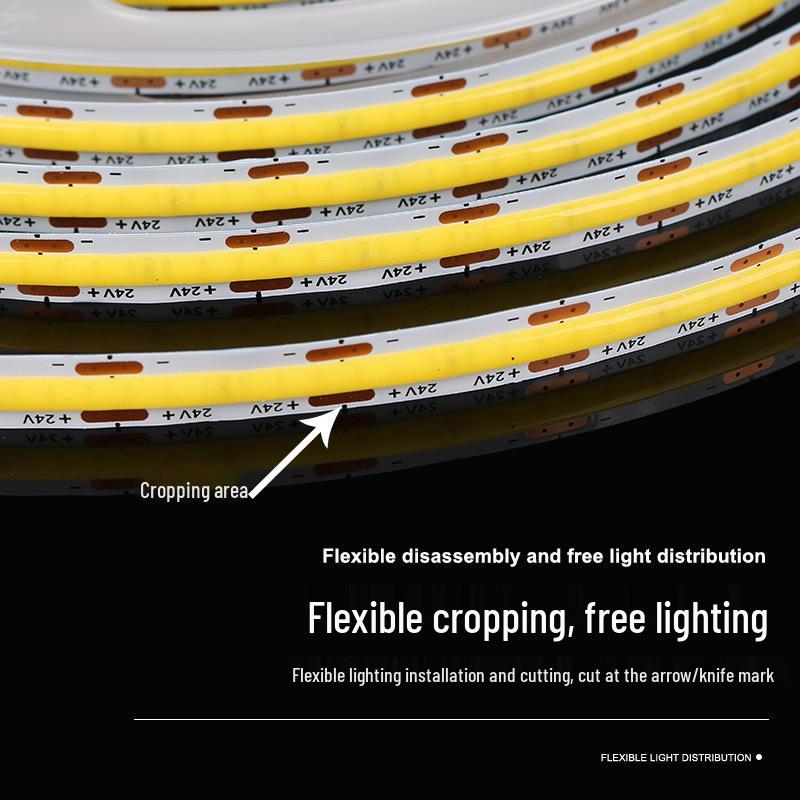 24V COB LED Strip Light for Cabinet, Bedroom, Living Room - High CRI, Flexible, Recessed Ceiling Lighting for Home Decoration
