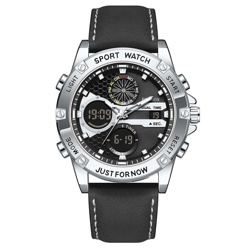 FOXBOX brand luxury watches mens Waterproof Luminous Date Men's watches dual time quartz Men's Gift clock montres hommes