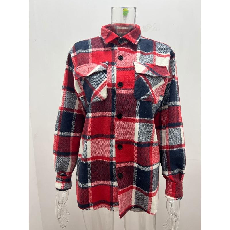 Men's Plaid Shirt, Loose Fit Long Sleeve Cotton Button-Up Shirt, Casual Shirt Top