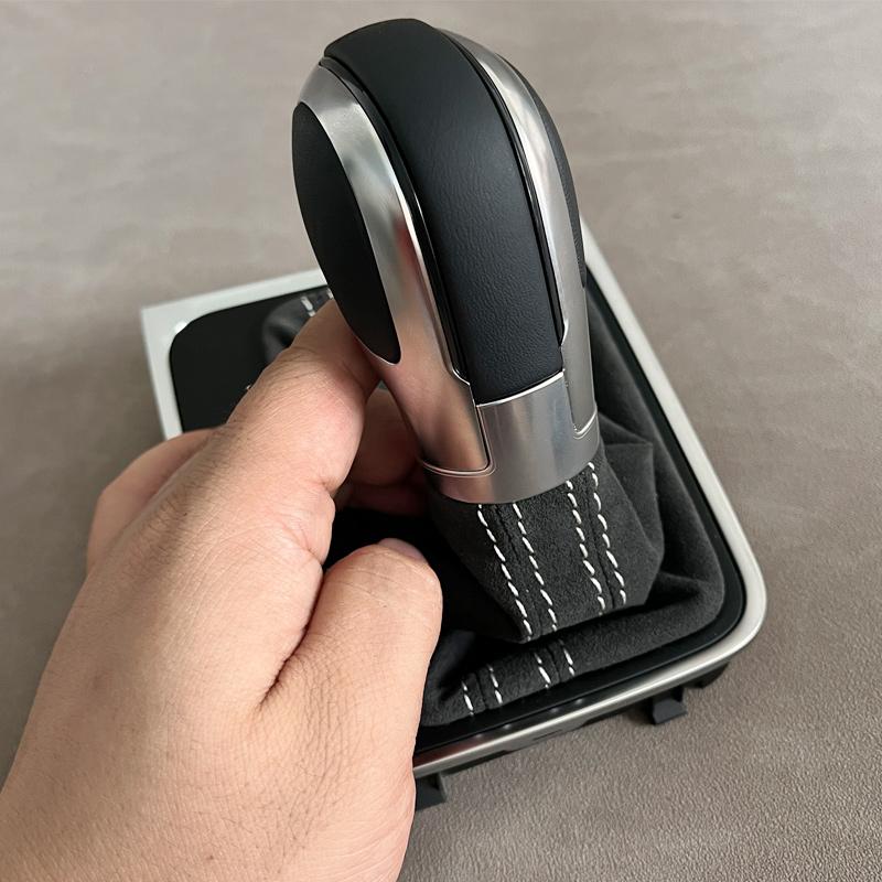 Ручка переключения передач DSG из натуральной кожи с белой строчкой для Golf 7