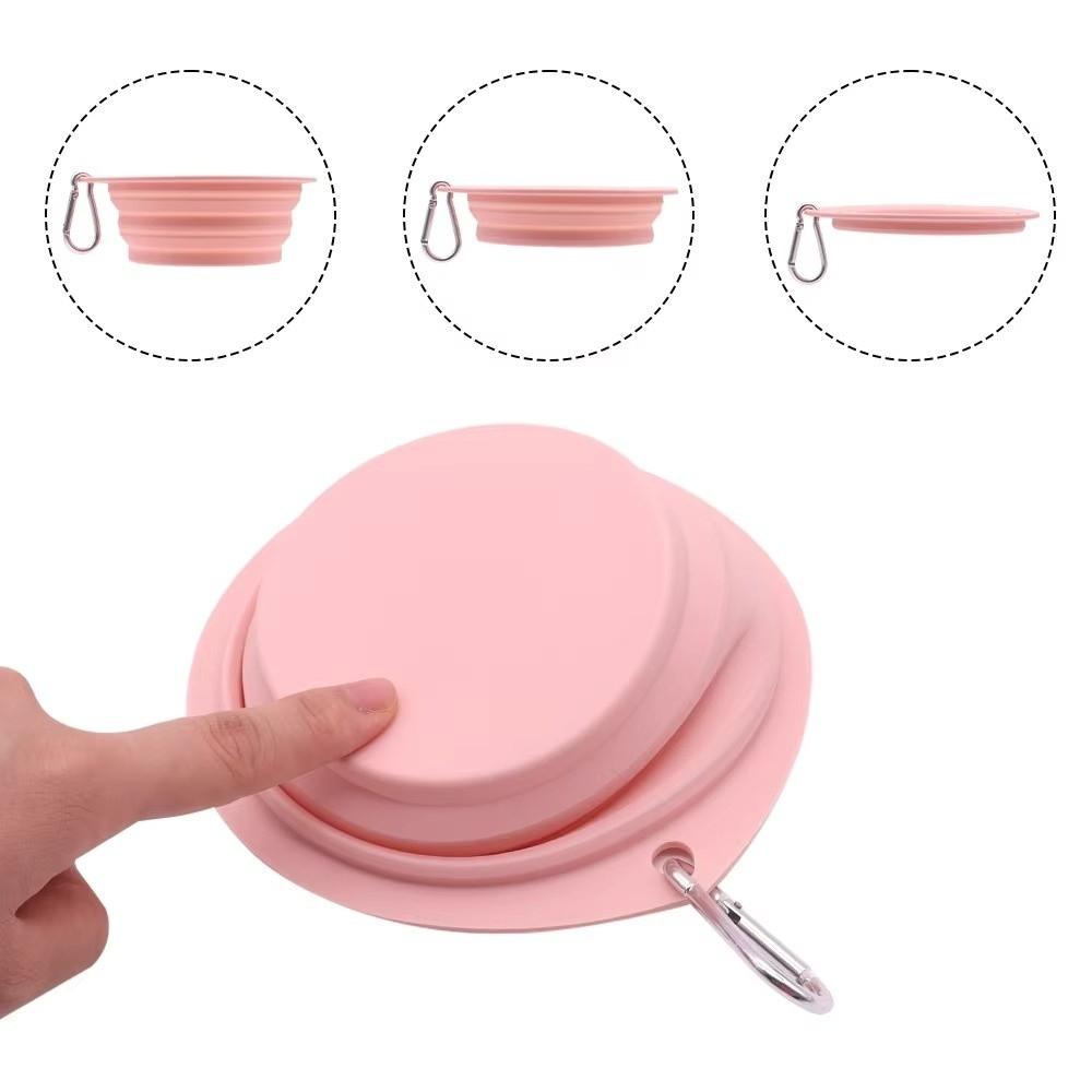 with Carabiner Silicone Pet Bowl Solid Color Puppy Water Container  Outdoor Travel