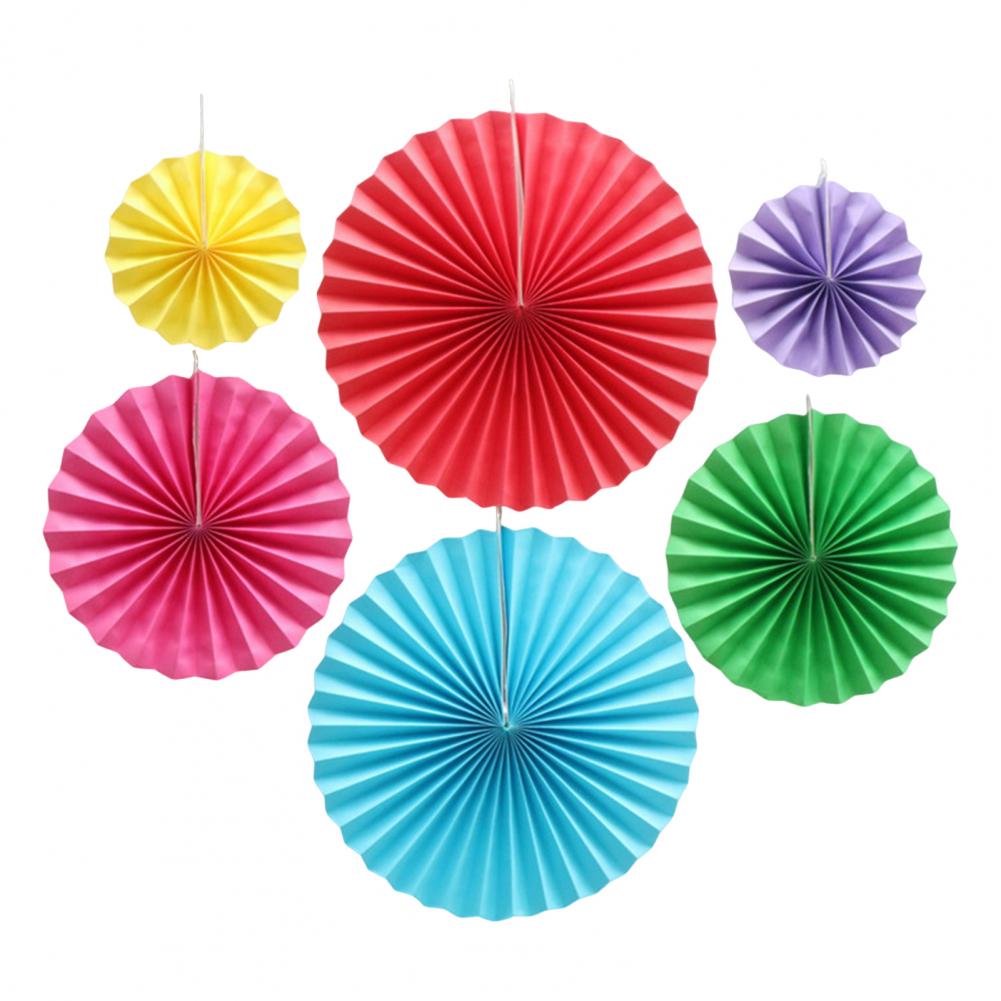 6Pcs Tissue Paper Lantern/Pom Poms Flower/Rosette Fans Paper Fan Wall Decoration Background Ceiling Hanging Ornaments