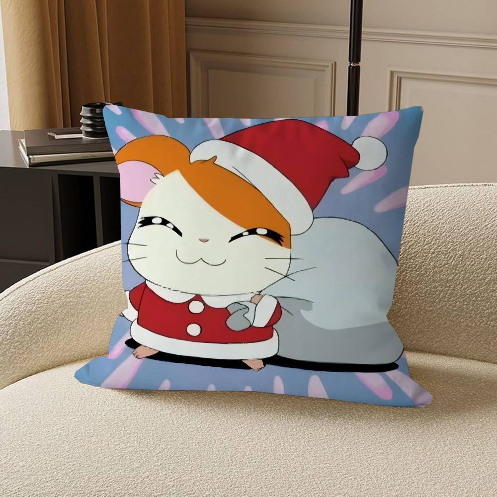H-Hamtaro Cute Hamster Pillow Gift Home Office Decoration Bedroom Sofa Car Cushion Cover Case 45x45