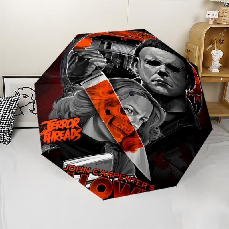 The Revenge of Michael Myers Print Automatic Umbrella, 8 Rib Iron Frame, Plastic Handle, Suitable for Outdoor Travel &Daily , Ideal Gift