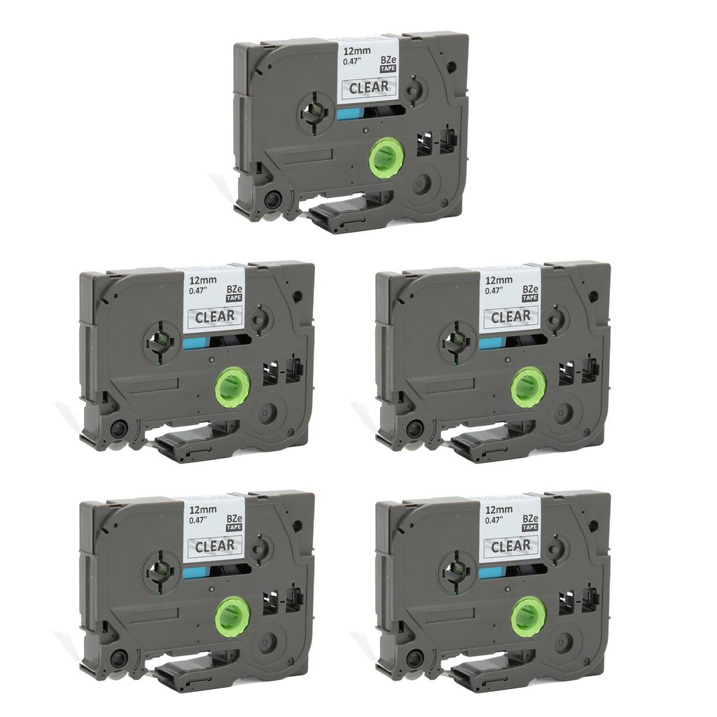 5 шт. Ленточная кассета для принтера этикеток Ptouch PT D210 PTH110 PTD210 PTD220 PTD400 Черный на прозрачном, каждая шириной 12 мм, длиной 8 м. Этикетка