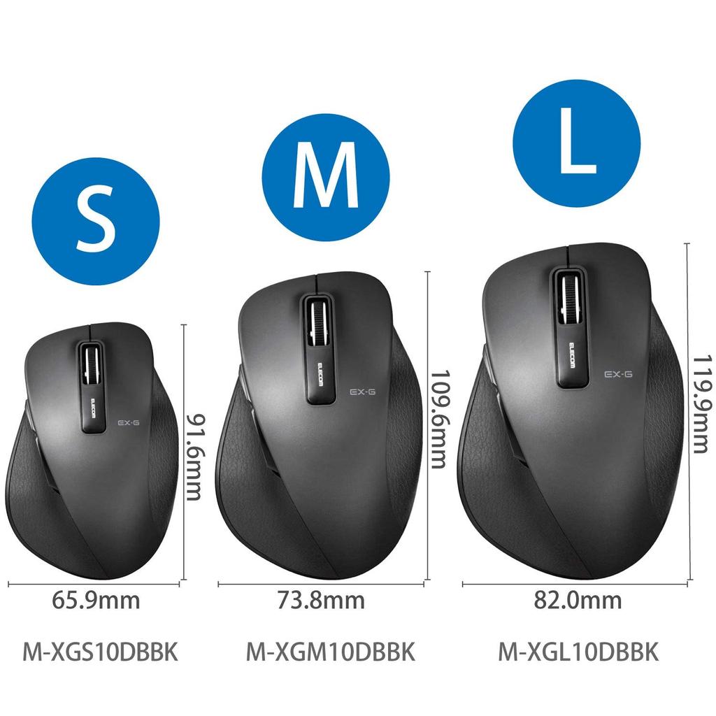 ELECOM Wireless Mouse Small 5 Buttons Comfortable Black (Receiver Included), Size, Compact, (Back/Forward Buttons), BlueLED, Grip, M-XGS10DBBK