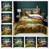 3D Digital Printing Oil Painting Scenery Quilt Cover Three-Piece Bedding