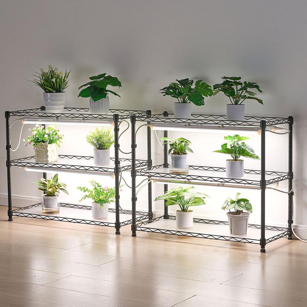 VEVOR DIY Plant Shelf with Grow Lights, 180cm Tall Indoor Plant Stand with Wheels, 192W 5000K Full Spectrum Grow Lights