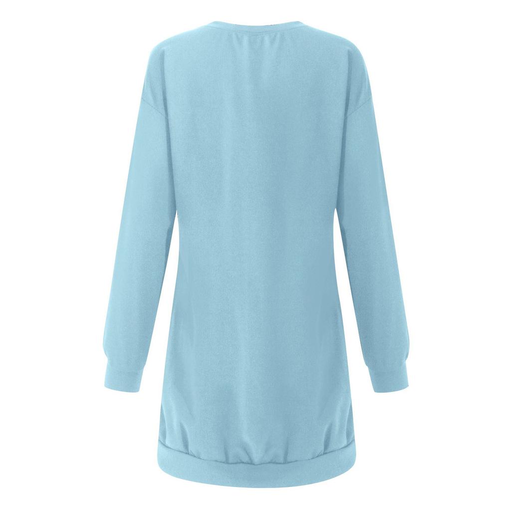 Women's Fashion Christmas Printed Pockets Long Sleeve Pullover Dress