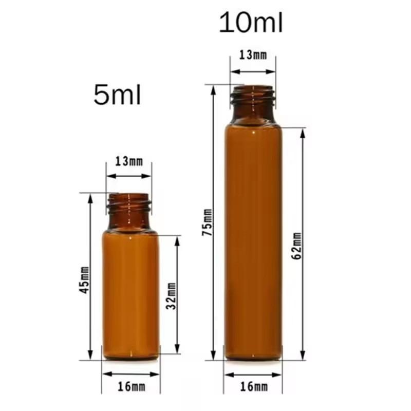 5ml Amber Glass Empty Roll on Bottles Refillable Sample Test Essential Oil Vials with Roller Ball Liquid Container