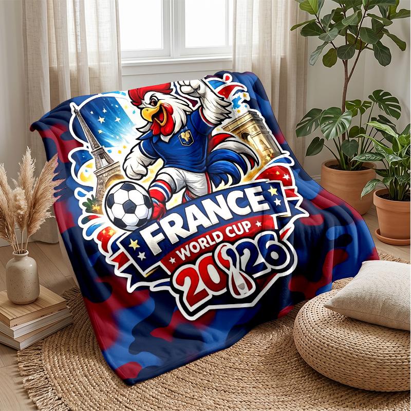 Фланелевое одеяло с принтом France Football, приятное для кожи, теплое, декоративное покрывало для дивана, кровати, для повседневного использования
