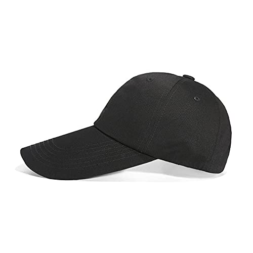 Unisex long-brim soft-top solid-color twill cap, black