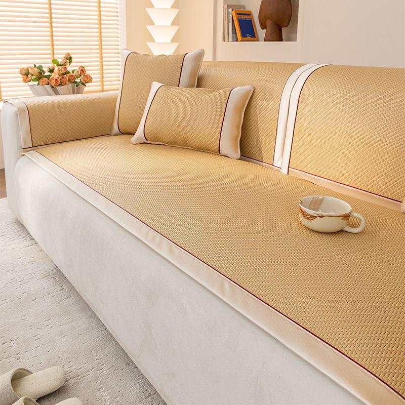 Ice Silk Rattan Mat Sofa Cushion Breathable Pe Rattan Sofa Cover Light Luxury Non-Slip Seat Cushion Sofa Cover Towel