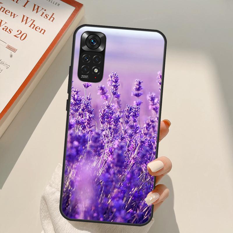 Чехол с цветком лавандового цвета для Xiaomi Redmi Note 11 10 9 8 Pro Note 11S 10S 9S 8T K50 K40 9A 9C 10A 10C