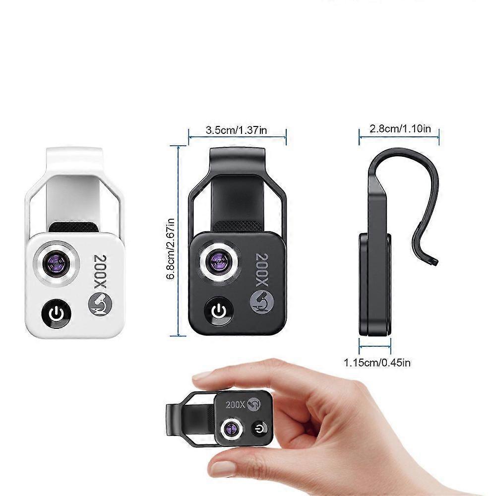 New Upgraded 200x Magnification Zoom,Nano Zoom 200x, Cell Phone Lens,Phone Microscope With Cpl Lens/LED Light And Universal Clip