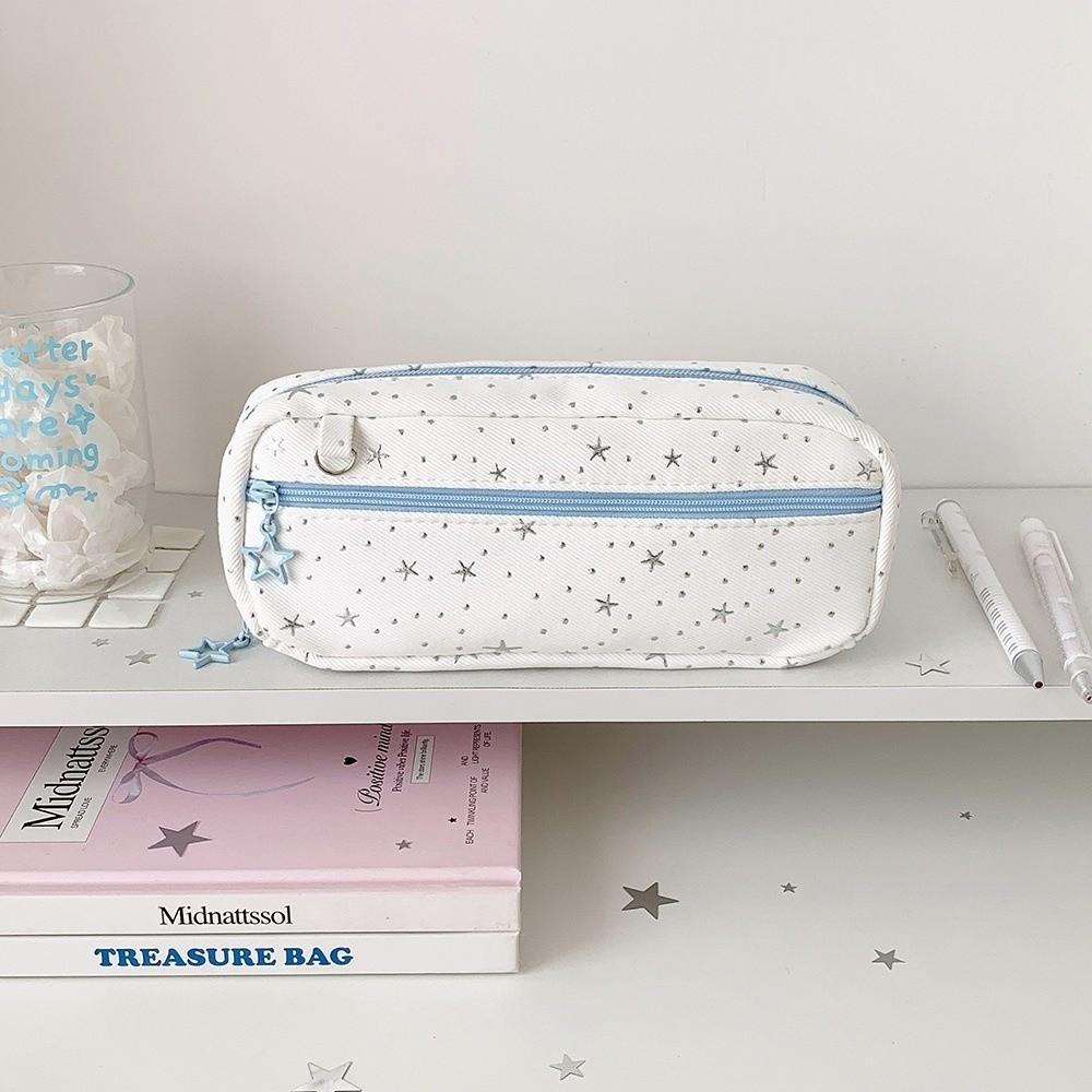 Star Print Pencil Case Large Capacity Stationery Storage Bag Desktop Stationery Organizer Pouch