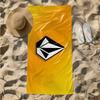 1pc Geometric Logo Design on Vibrant Yellow Background 2D Printed Microfiber Beach Towel, quick dry super absorbent. Great for