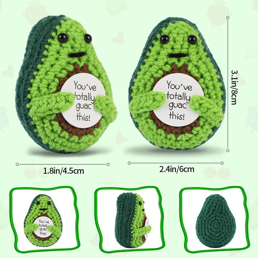 Mini Positive Potato Funny Avocado Duck Cute Knitted Crochet Doll with Card for Women Men Mom Dad Friend Birthday Cheer Up Gifts