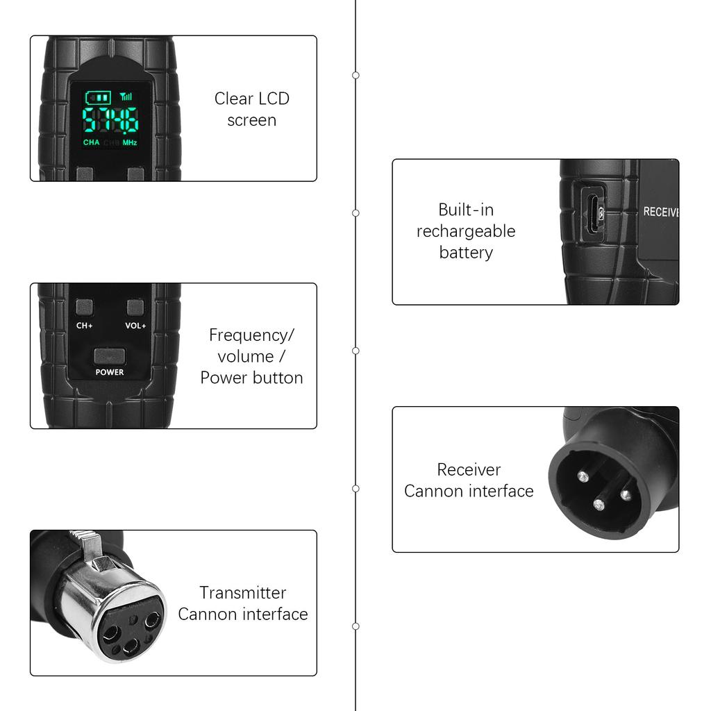 Беспроводной передатчик и приемник UHF Беспроводной гитарный передатчик с микрофоном для